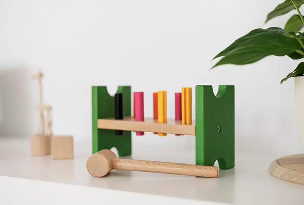Wood Block with Hammer – Montessori Learning Toy
